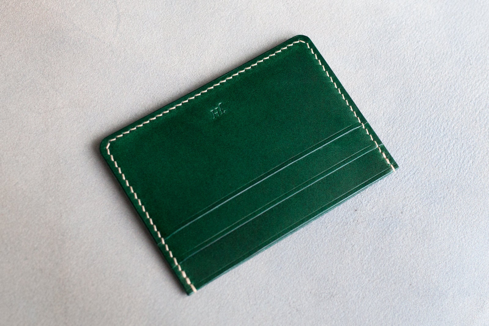 Credit card holder-Italian Buttero leather - dark green