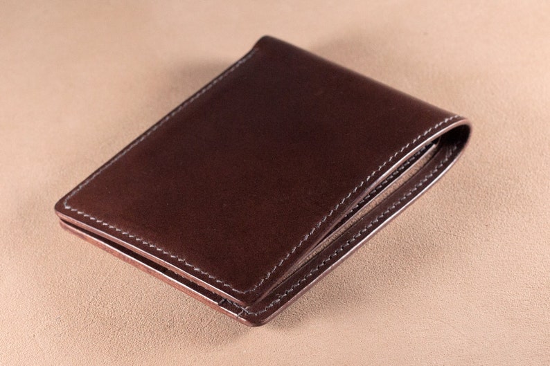 Cartera de hombre de dos pliegues en piel Buttero italiana color marrón oscuro imagen 1