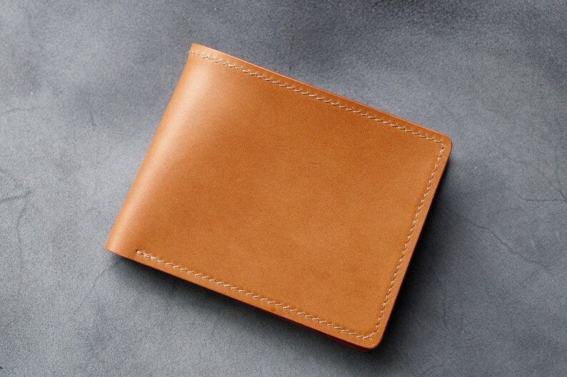 Cartera de hombre plegable en piel de buttero italiana color whisky imagen 2