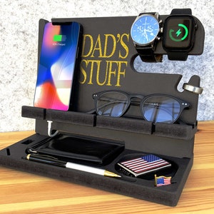 Personalized wood docking station Best fathers day gift ideas Daddy s day birthday present for father Gift for men Desk organizer Gift him