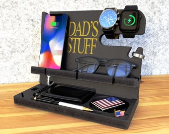 Personalized wood docking station Best fathers day gift ideas Daddy s day birthday present for father Gift for men Desk organizer Gift him