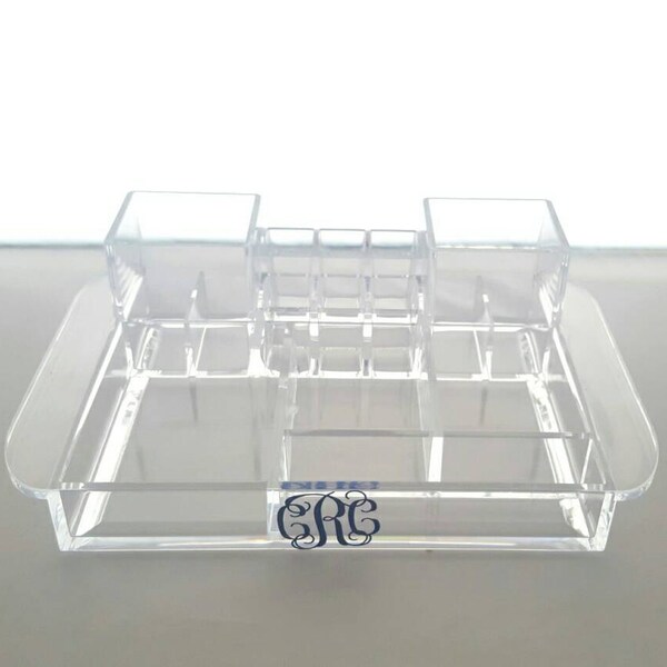 Acrylic make up tray, Bathroom acrylic tray, Monogram acrylic tray