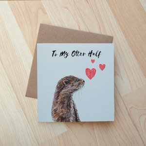 Meu cartão Otter Half Valentines impresso em cartão ecológico