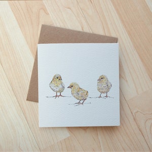 Biglietto d'auguri di Pasqua con 3 pulcini stampato su carta ecologica