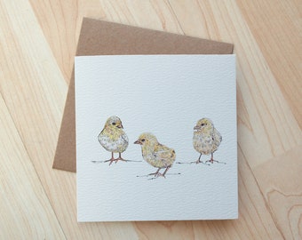 3 Little Chicks Easter Greeting Card printed on eco friendly card