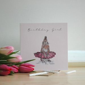 Rabbit Ballerina Birthday Card printed on eco friendly card