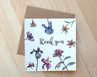 Thank You floral illustration Greetings card