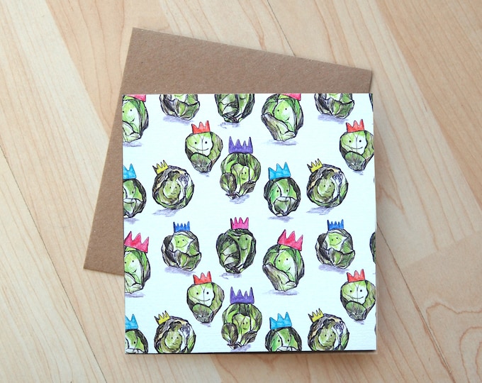 Brussel Sprouts Illustration Christmas card printed onto eco friendly card