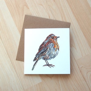 Cartão de felicitações com ilustração de Robin impresso em cartão ecológico