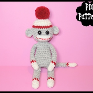 Mini Sock Monkey Crochet Pattern, Sock Monkey Amigurumi, Amigurumi Pattern, Monkey Plush, Sock Monkey Plushie, Monkey, Crochet Monkey Toy,