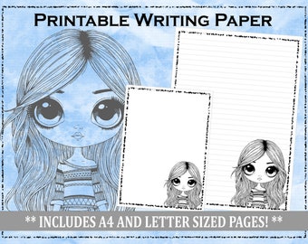 Printable stationery | Letter Writing Paper | Journal Paper | Unlined and Lined Writing Paper | Character Notepaper |