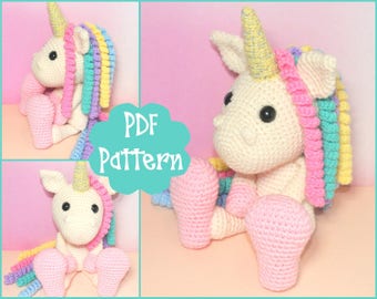 PDF - Unicorn Amigurumi Pattern, Unicorn Crochet, Crochet Pattern, Unicorn Plush, Unicorn Plushie, Unicorn Toy, Crochet Toy, Cute Unicorn,