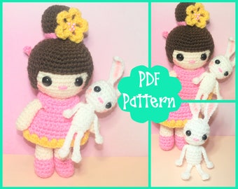 PDF - Mini Doll Crochet Pattern, Doll Amigurumi, Amigurumi Pattern, Rabbit Doll Plush, Cute Doll Plushie, Rabbit Toy, Crochet Toy, Mini Doll