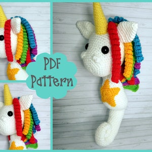 PDF - Sea Unicorn Amigurumi Pattern, Unicorn Seahorse Crochet, Crochet Pattern, Seahorse, Unicorn, Unicorn Toy, Crochet Toy, Cute Unicorn,