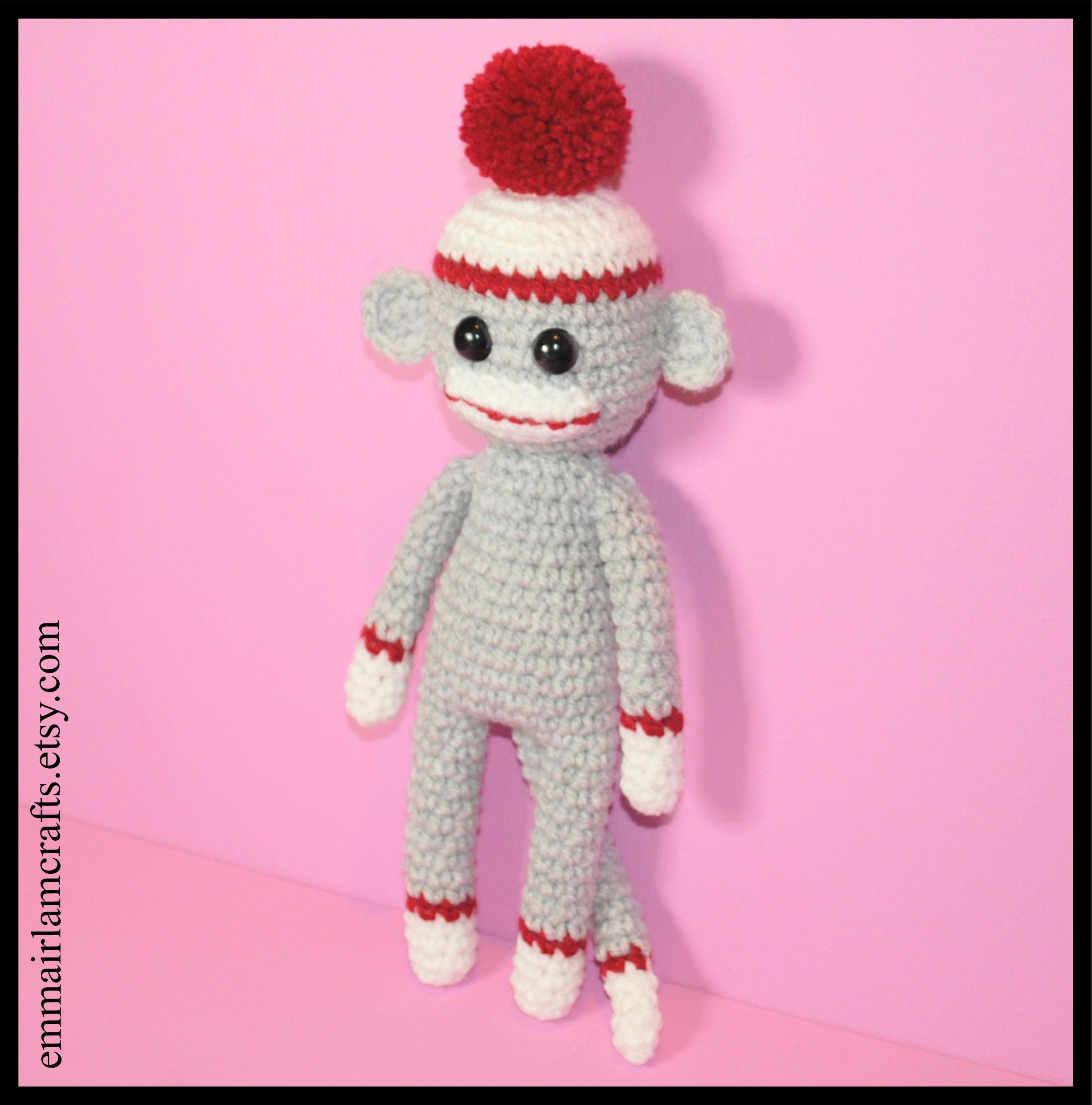 Mini sock monkey crochet pattern sock monkey amigurumi amigurumi