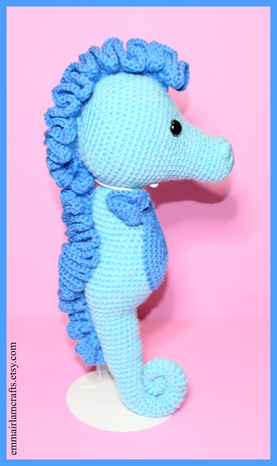Sandy Seahorse Crochet Stuffed Animal Amigurumi Toy Plush Ocean Nursery  Decor