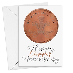 Tarjeta divertida de aniversario de cobre - Tarjeta del 9.º aniversario - Estábamos destinados a ser 2p