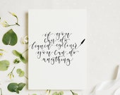 Funny calligraphy print - If you can do liquid eyeliner you can do anything - Printed on paper made from recycled materials - makeup print