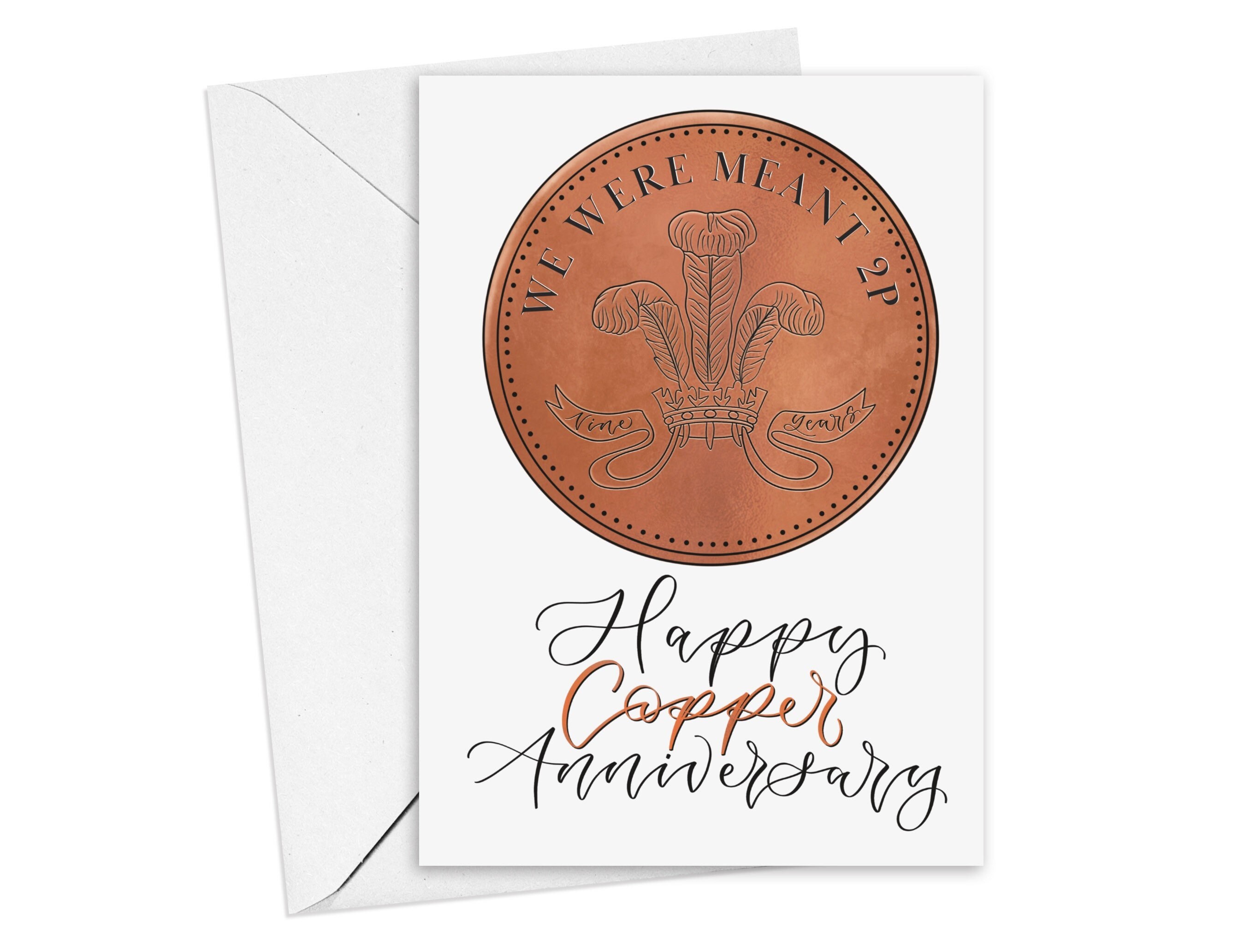 Lustige Hochzeitstagskarte Zum 9. Jubiläum - Copper Penny Design | Für Ehemann Oder Ehefrau