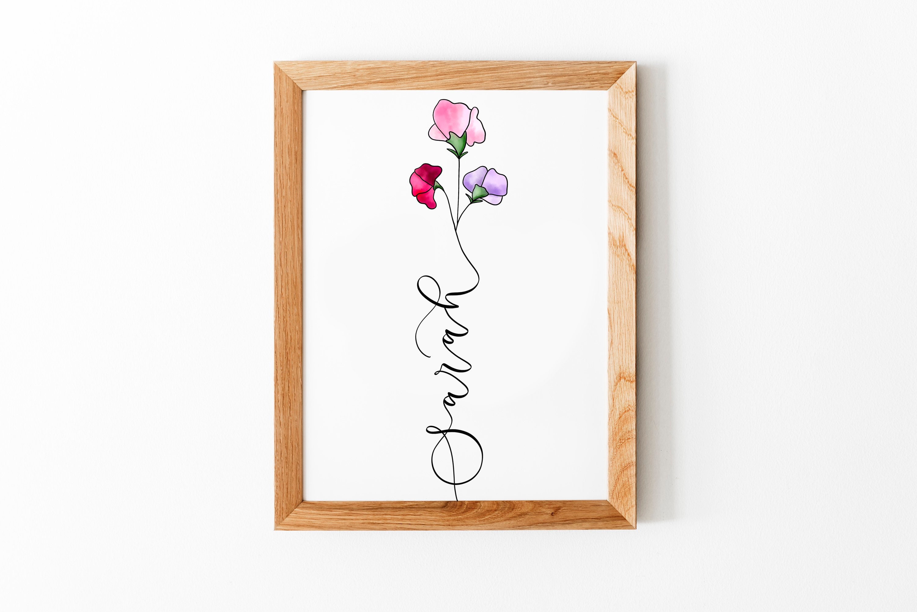 Personalised Daisy Print | Custom Flower Name Print With