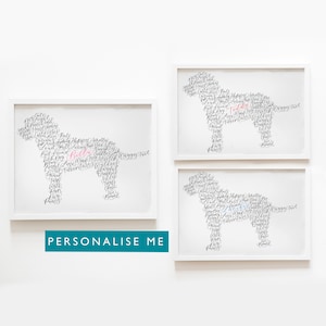 Personalised dog print - dog calligram - dog word print - hand lettered calligraphy dog print
