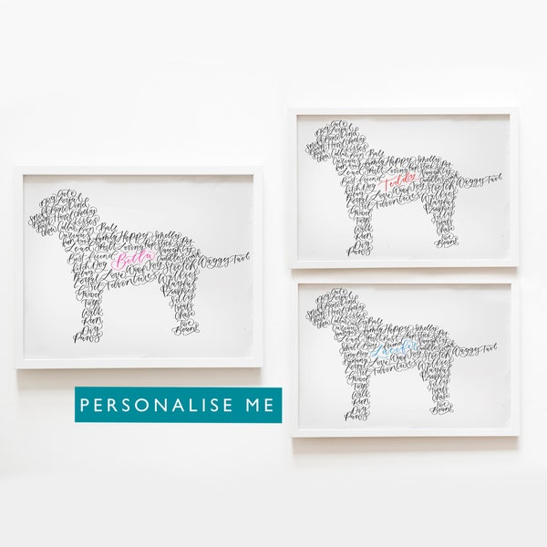 Personalised dog print - dog calligram - dog word print