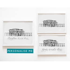Personalised Brighton west pier print - The west pier at sunset print  - Brighton illustration