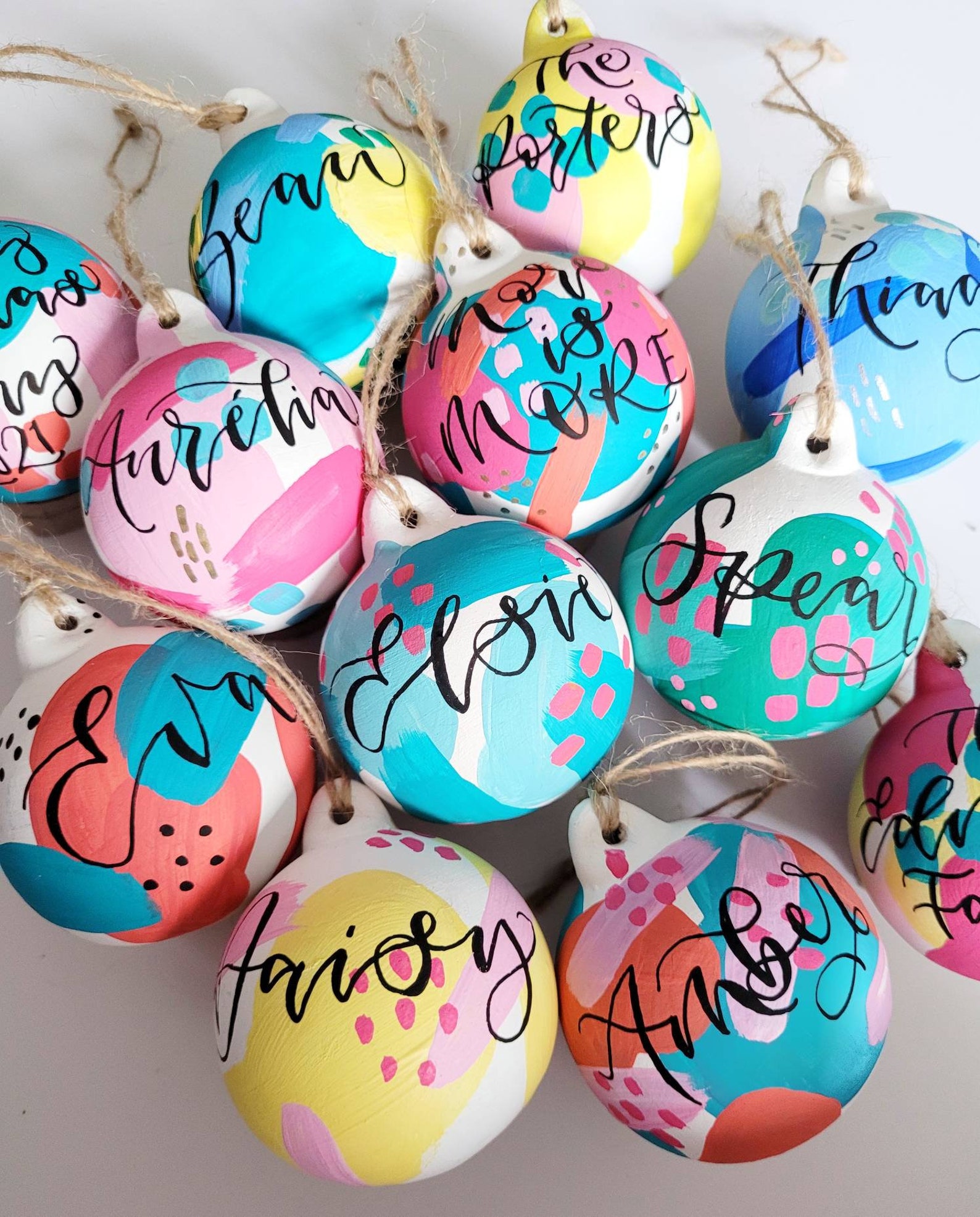 Personalised Colourful Christmas Bauble Painted Baubles Etsy UK