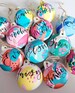 Personalised colourful Christmas bauble - Painted  baubles -  colourful christmas decorations personalised with calligraphy 