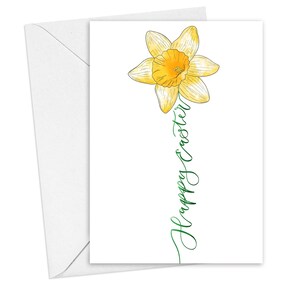 Joyeuses Pâques | de Pâques jonquille aquarelle | option d'envoi direct avec un message cadeau à l'intérieur | carte florale de Pâques