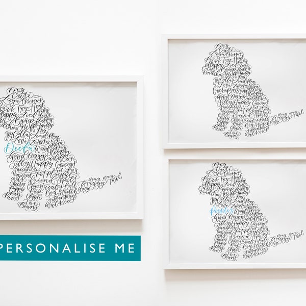 Personalised dog print - dog calligram - dog word print - cockapoo print