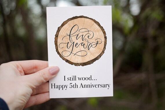 5th Anniversary Card - Five Years and I Still Wood - Etsy Denmark