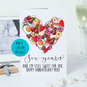 6th anniversary card - sugar wedding anniversary - I’m still sweet for you sugar pun