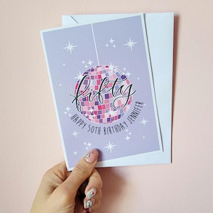 50th birthday card - Personalised 50th birthday card - disco ball 50th birthday card