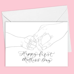 Glückliche erste Muttertagskarte - Baby hält Mamas Hand | Muttertagskarte | Karte für Mama | Personalisierte Karte