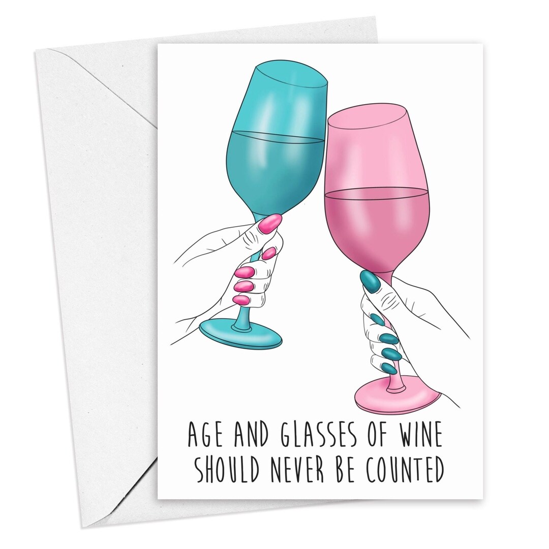 Divertente biglietto d'auguri di compleanno con vino - Compleanno adulti - Italia