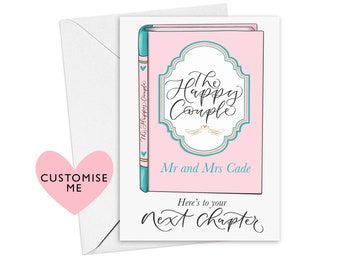 Personalised wedding card | book themed wedding card - the happy couple here's to your next chapter