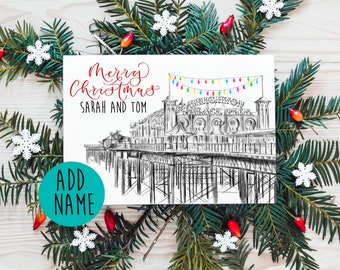 Brighton Christmas card - Brighton Palace Pier Christmas card personalised with name