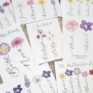 Personalised Family flower print | Family birth flowers print Stem with names created with hand-lettered calligraphy - mothers day gift image 5