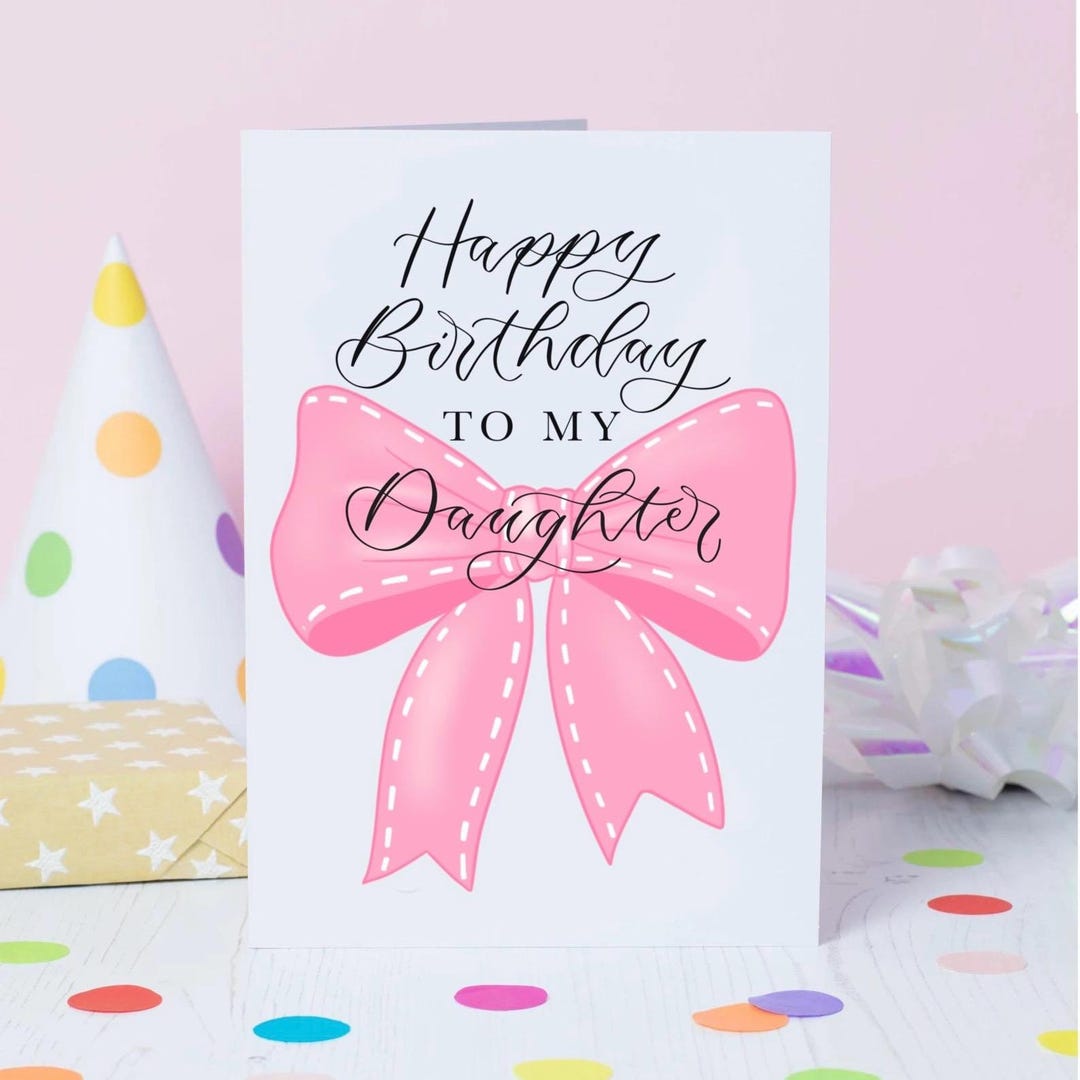 Birthday Card For Daughter Happy Birthday To My Daughter Pink Bow birthday-card-for-daughter-happy-birthday-to-my-daughter-pink-bow