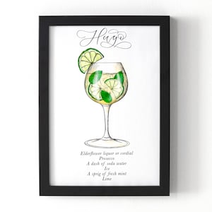 Estampado cóctel Hugo con receta - Estampado cócteles clásicos