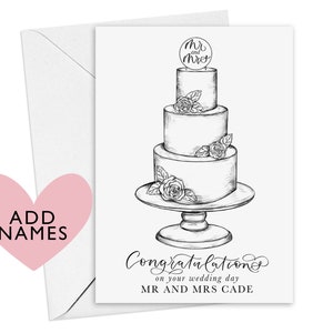 Carte de mariage personnalisée - félicitations pour le jour de votre mariage