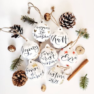 Personalised bauble - Christmas decoration - calligraphy baubles personalised with name or message - Christmas decorations