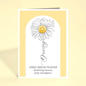 Cartão de nascimento com flores de margarida - cartão de flores do mês de nascimento com significado das flores - cartão de aniversário floral