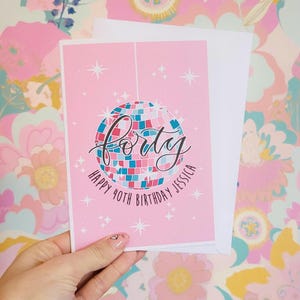 Carte 40e anniversaire - Carte 40e anniversaire personnalisée - Carte 40e anniversaire boule disco