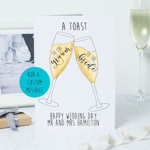 Mimilton Hochzeitskarte - ein Toast auf den Bräutigam, auf die Braut - personalisierte Hochzeitskarte