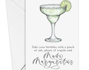 Tarjeta de cumpleaños de margarita: tómate tu cumpleaños con una pizca de sal y prepara margaritas.