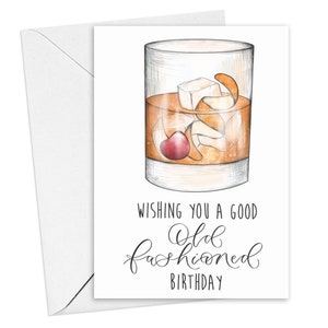 biglietto d'auguri con whisky - auguri di compleanno vecchio stile - gioco di parole con whisky