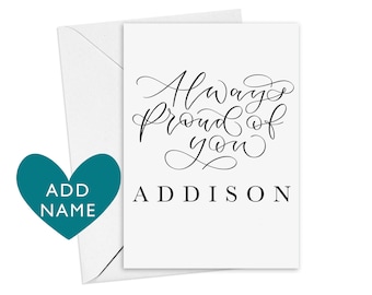 Personalised exam results card - Always proud of you card - GCSE results card - A level results card | new job card | congratulation card