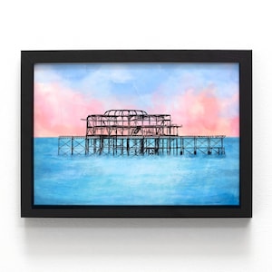 Bright west pier print - The west pier at sunset print  - Brighton illustration